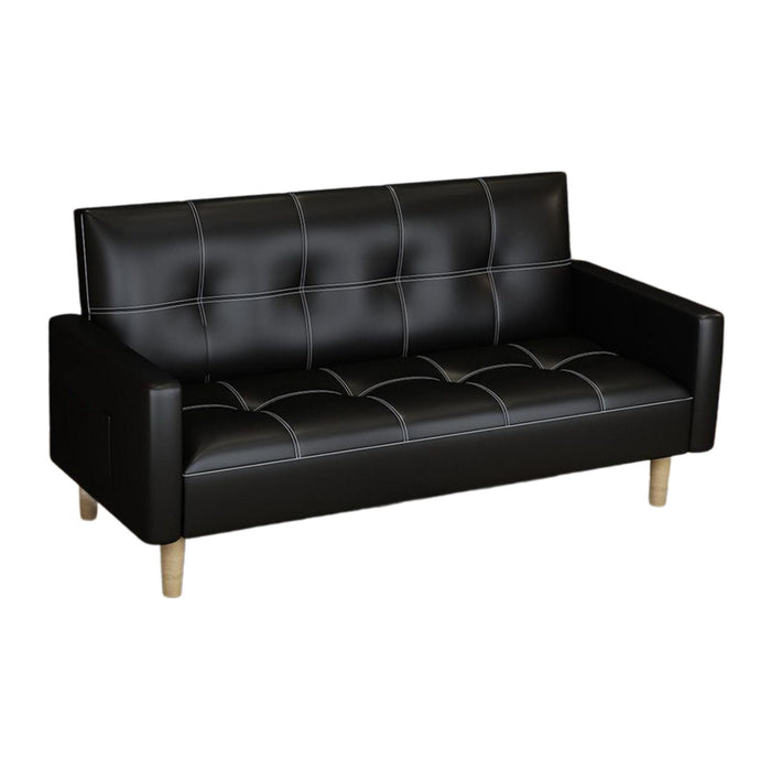 Crofta 170cm Convertible Sofa Bed Couch 3 Seat Stylish Sturdy Living Room Furniture Black