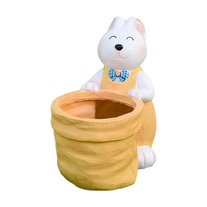 Crofta Flower Pot Container Decorative Animal Plant Pot for Windowsill Outdoor Home Yellow