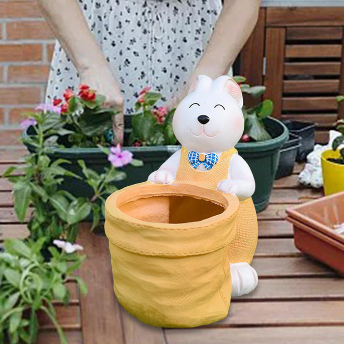 Crofta Flower Pot Container Decorative Animal Plant Pot for Windowsill Outdoor Home Yellow