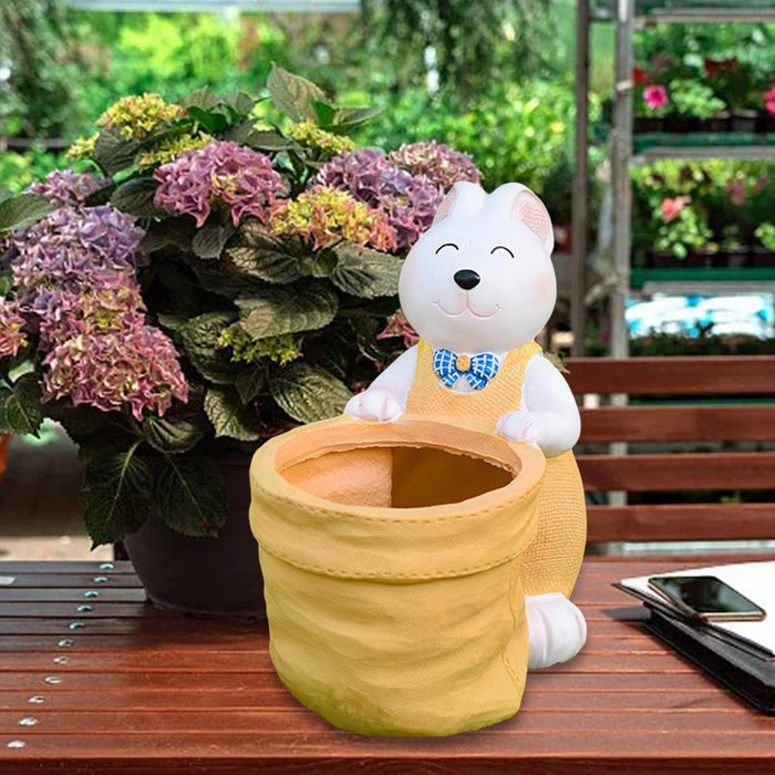 Crofta Flower Pot Container Decorative Animal Plant Pot for Windowsill Outdoor Home Yellow