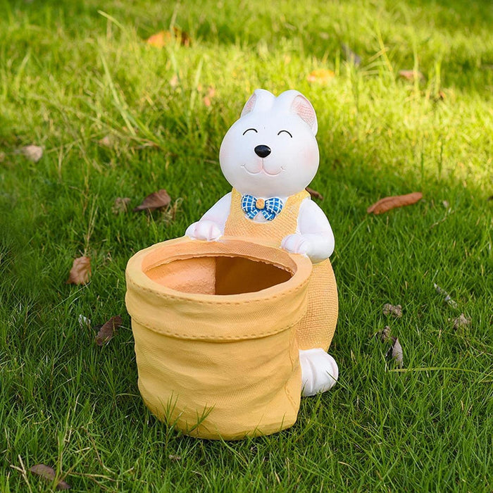 Crofta Flower Pot Container Decorative Animal Plant Pot for Windowsill Outdoor Home Yellow