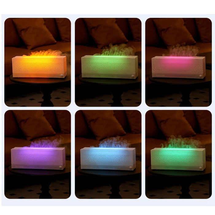 Crofta Essential Oil Diffuser Office Hotel SPA Colorful Lights Flame Air Humidifier White