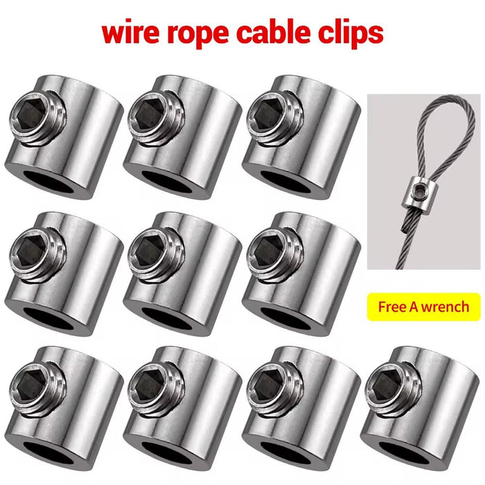 Crofta Wire Rope Clamps Clip Accessory for Fixing Banners Multipurpose Sturdy 10Pcs