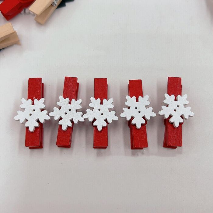 Crofta 100Pcs Christmas Wood Clips Mini for Pictures Cards Hanging Notes Decoration