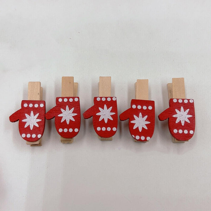 Crofta 100Pcs Christmas Wood Clips Mini for Pictures Cards Hanging Notes Decoration