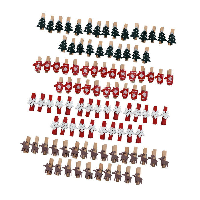 Crofta 100Pcs Christmas Wood Clips Mini for Pictures Cards Hanging Notes Decoration