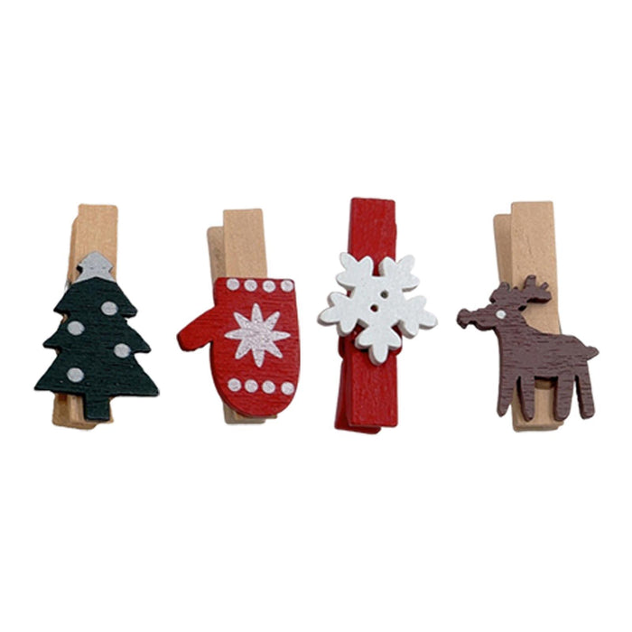 Crofta 100Pcs Christmas Wood Clips Mini for Pictures Cards Hanging Notes Decoration