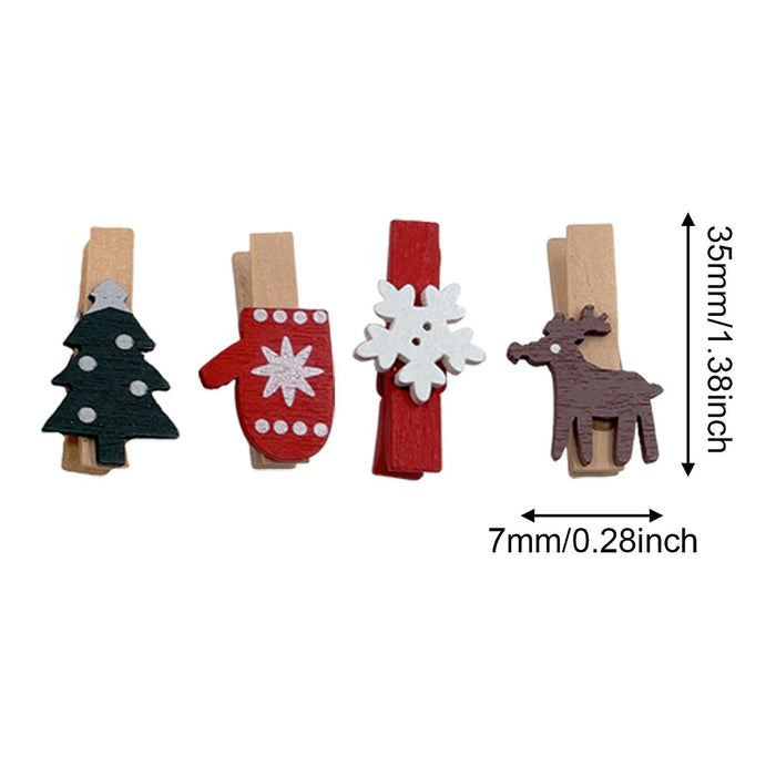 Crofta 100Pcs Christmas Wood Clips Mini for Pictures Cards Hanging Notes Decoration