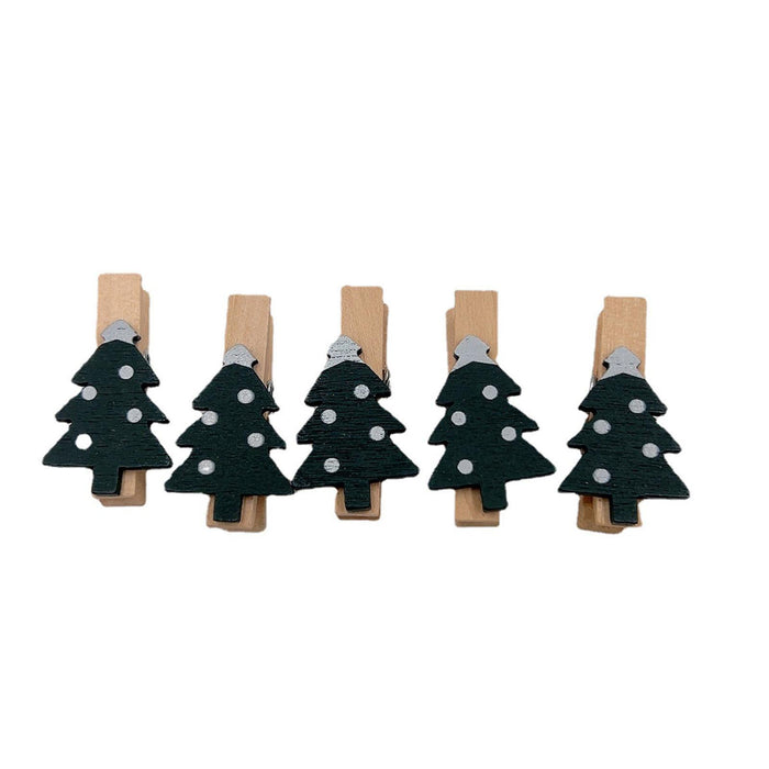 Crofta 100Pcs Christmas Wood Clips Mini for Pictures Cards Hanging Notes Decoration