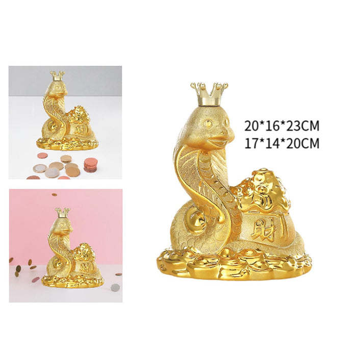 Crofta Coin Money Bank Chinese Zodiac Snake Statue Party Container Snake Piggy Bank 20x16x23cm