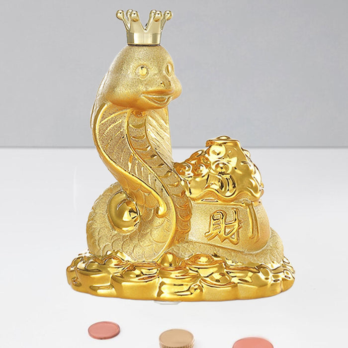 Crofta Coin Money Bank Chinese Zodiac Snake Statue Party Container Snake Piggy Bank 20x16x23cm