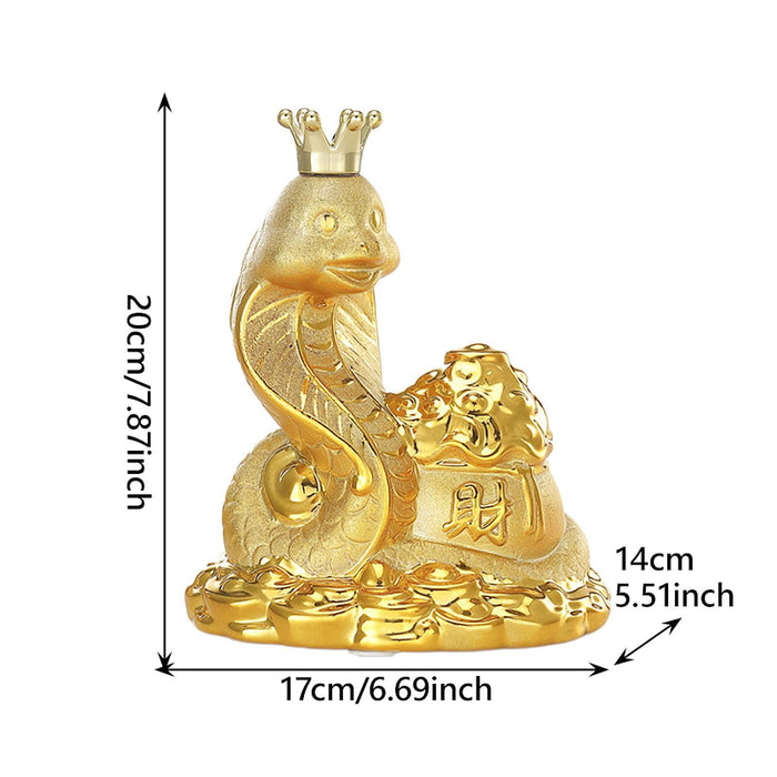 Crofta Coin Money Bank Chinese Zodiac Snake Statue Party Container Snake Piggy Bank 17x14x20cm