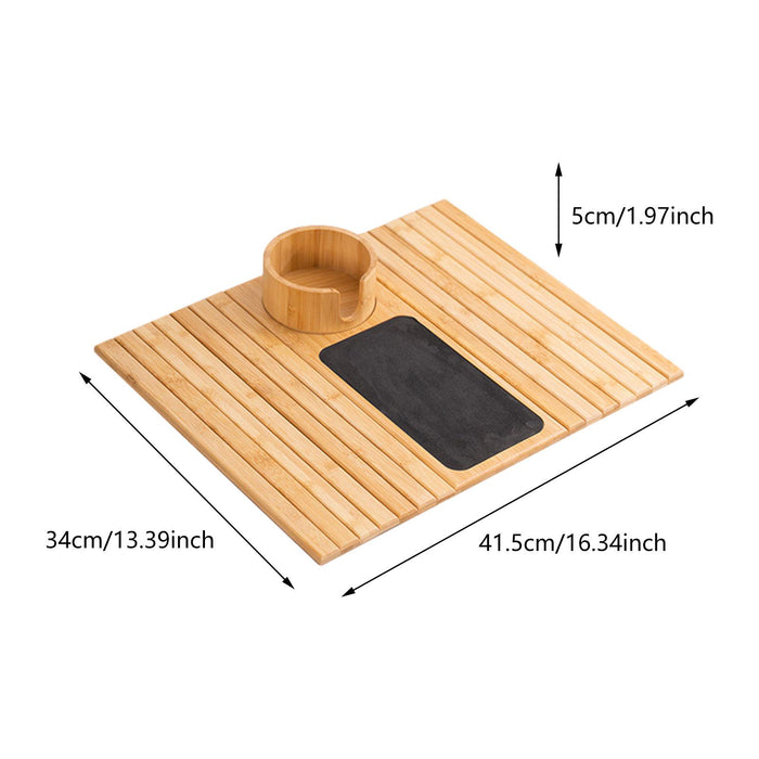 Crofta Bamboo Sofa Arm Tray Table Crafts Decorative Couch Cup Holder for Cups Phone