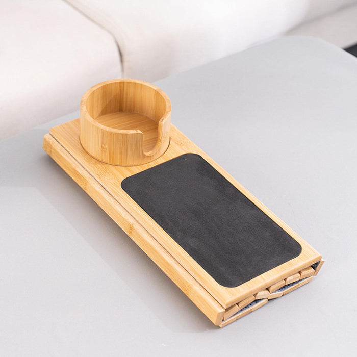 Crofta Bamboo Sofa Arm Tray Table Crafts Decorative Couch Cup Holder for Cups Phone