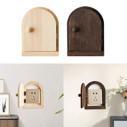 Crofta Wood Door Outlet Cover Home Decoration Creative Easy Installation Wall Decor Light Brown