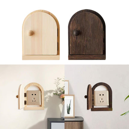 Crofta Wood Door Outlet Cover Home Decoration Creative Easy Installation Wall Decor Light Brown