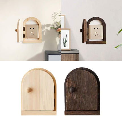 Crofta Wood Door Outlet Cover Home Decoration Creative Easy Installation Wall Decor Light Brown