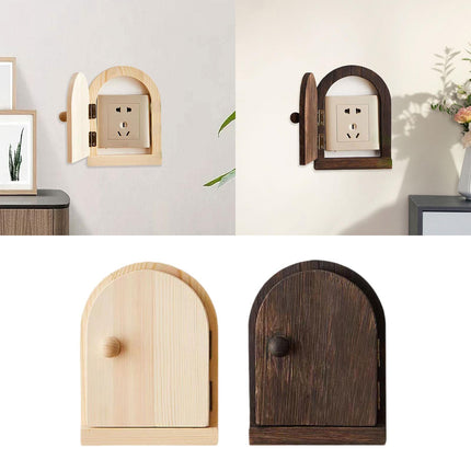 Crofta Wood Door Outlet Cover Home Decoration Creative Easy Installation Wall Decor Light Brown