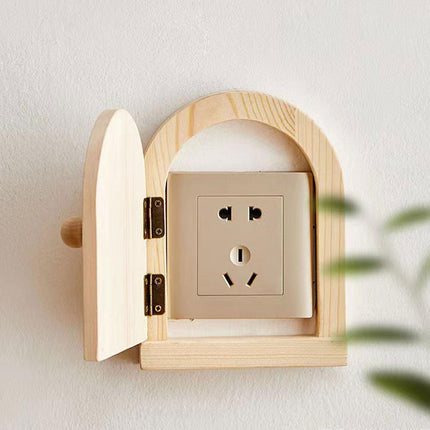 Crofta Wood Door Outlet Cover Home Decoration Creative Easy Installation Wall Decor Light Brown