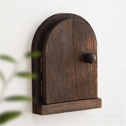 Crofta Wood Door Outlet Cover Home Decoration Creative Easy Installation Wall Decor Dark Brown