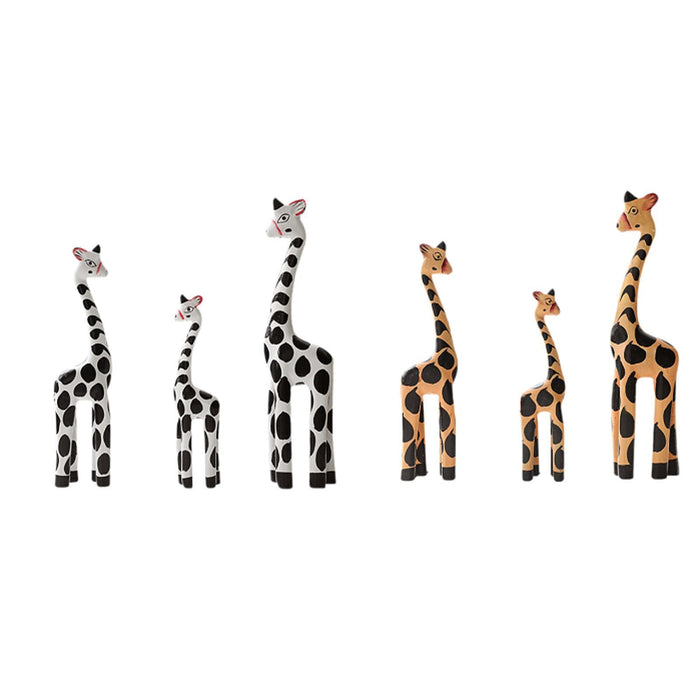 Crofta Wooden Giraffe Sculpture Creative Crafts Animal Figure for Home Office Decor White Black