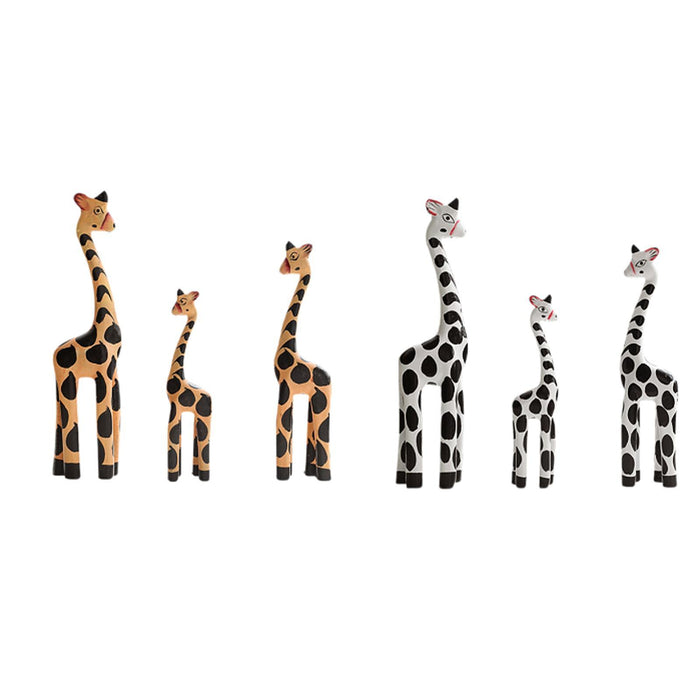 Crofta Wooden Giraffe Sculpture Creative Crafts Animal Figure for Home Office Decor White Black