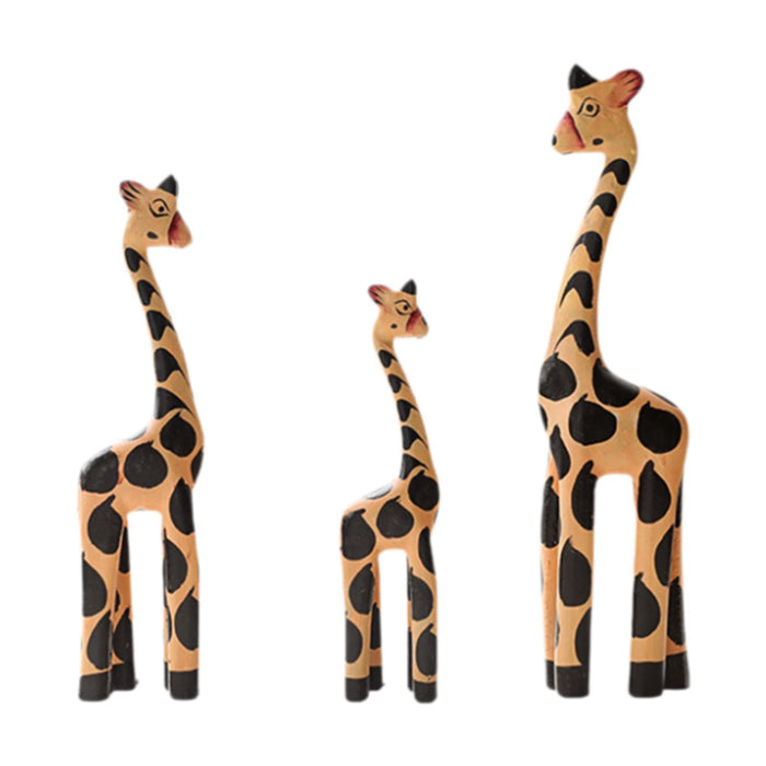 Crofta Wooden Giraffe Sculpture Creative Crafts Animal Figure for Home Office Decor Orange and Black