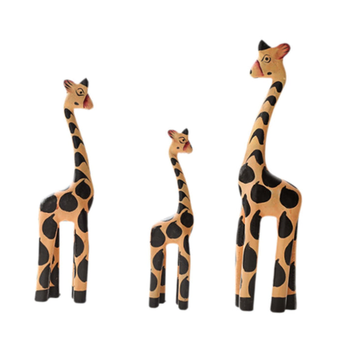 Crofta Wooden Giraffe Sculpture Creative Crafts Animal Figure for Home Office Decor Orange and Black