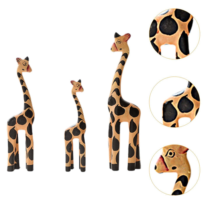 Crofta Wooden Giraffe Sculpture Creative Crafts Animal Figure for Home Office Decor Orange and Black