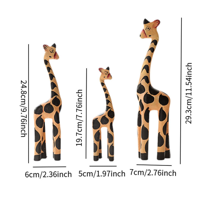 Crofta Wooden Giraffe Sculpture Creative Crafts Animal Figure for Home Office Decor Orange and Black