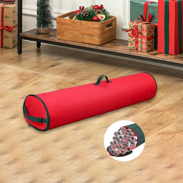 Crofta Christmas Wrapping Paper Storage Bag Holiday Storage for Christmas Tree Home Red