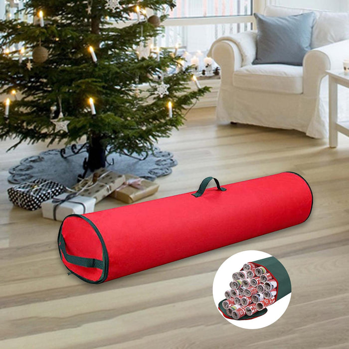 Crofta Christmas Wrapping Paper Storage Bag Holiday Storage for Christmas Tree Home Red