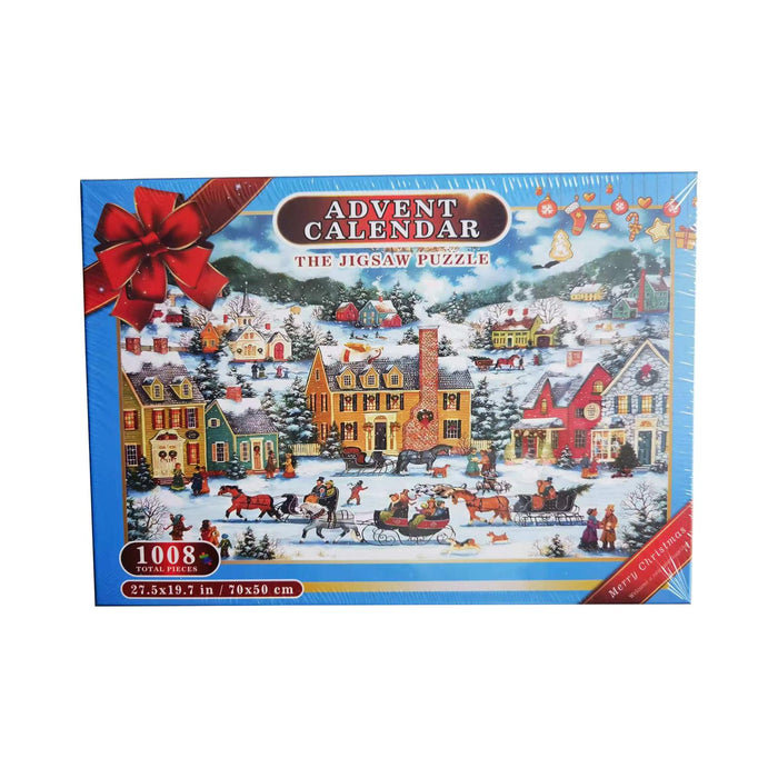 Crofta 1008 Pieces Christmas Jigsaw Puzzles 24 Box Advent Calendar for Adults Teens House