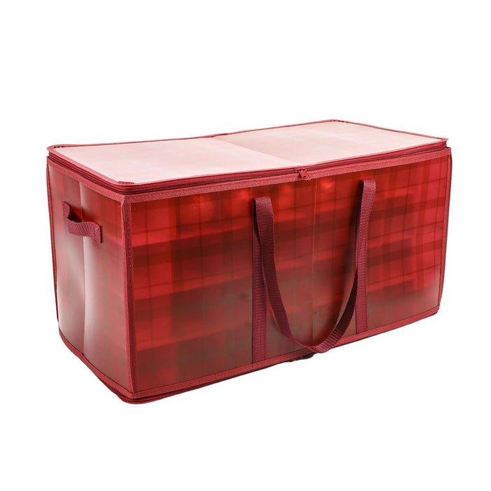 Crofta Christmas Ornament Storage Box with Handles Protection Christmas Ball Holder Red L