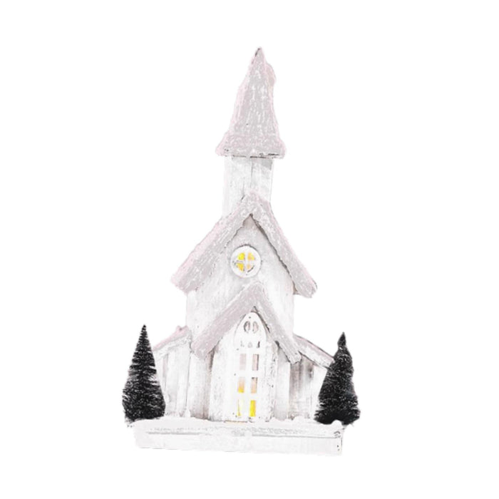 Crofta Xmas House Decor Xmas House Statue for Party Indoor 19cmx10cmx40cm