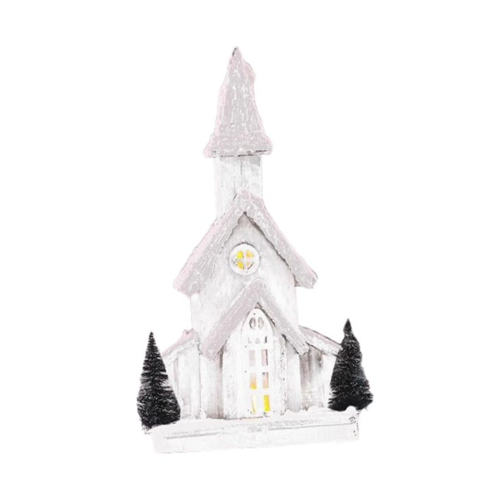 Crofta Xmas House Decor Xmas House Statue for Party Indoor 19cmx10cmx40cm