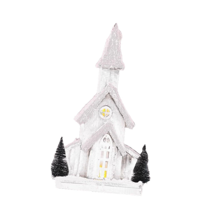 Crofta Xmas House Decor Xmas House Statue for Party Indoor 19cmx10cmx40cm