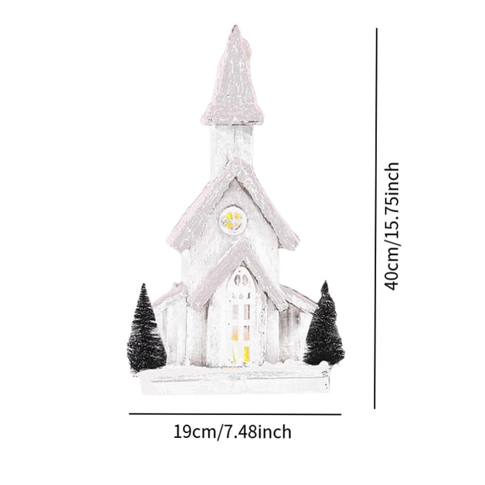 Crofta Xmas House Decor Xmas House Statue for Party Indoor 19cmx10cmx40cm