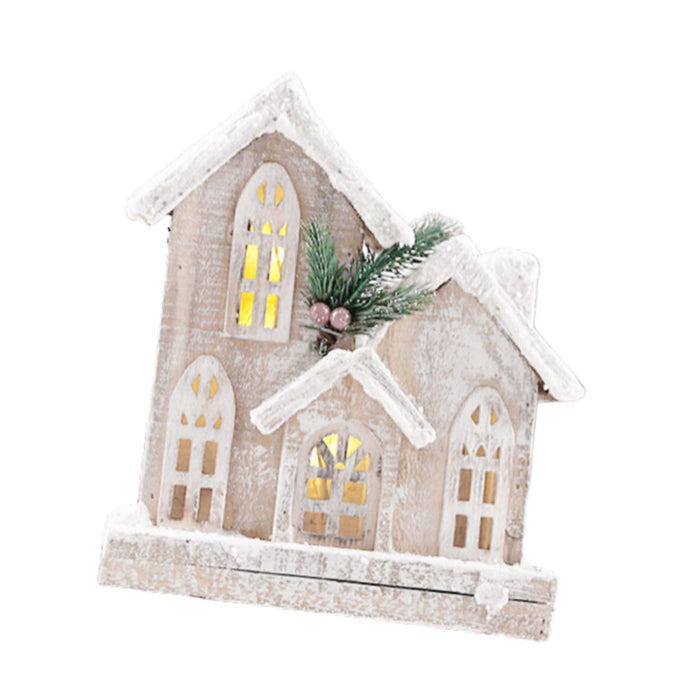 Crofta Xmas House Decor Xmas House Statue for Party Indoor 21cmx9cmx25cm