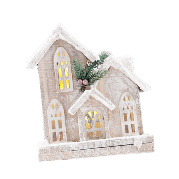 Crofta Xmas House Decor Xmas House Statue for Party Indoor 21cmx9cmx25cm