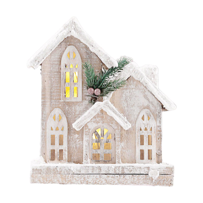 Crofta Xmas House Decor Xmas House Statue for Party Indoor 21cmx9cmx25cm