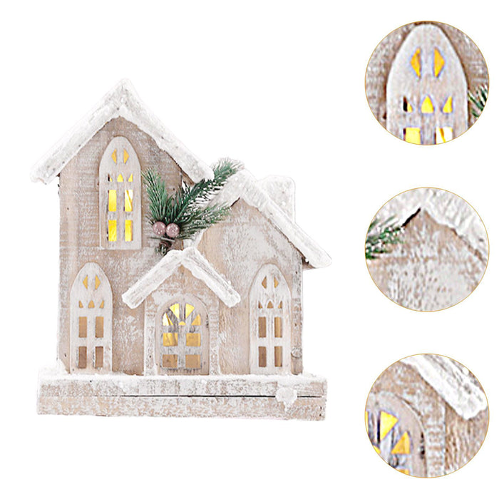 Crofta Xmas House Decor Xmas House Statue for Party Indoor 21cmx9cmx25cm