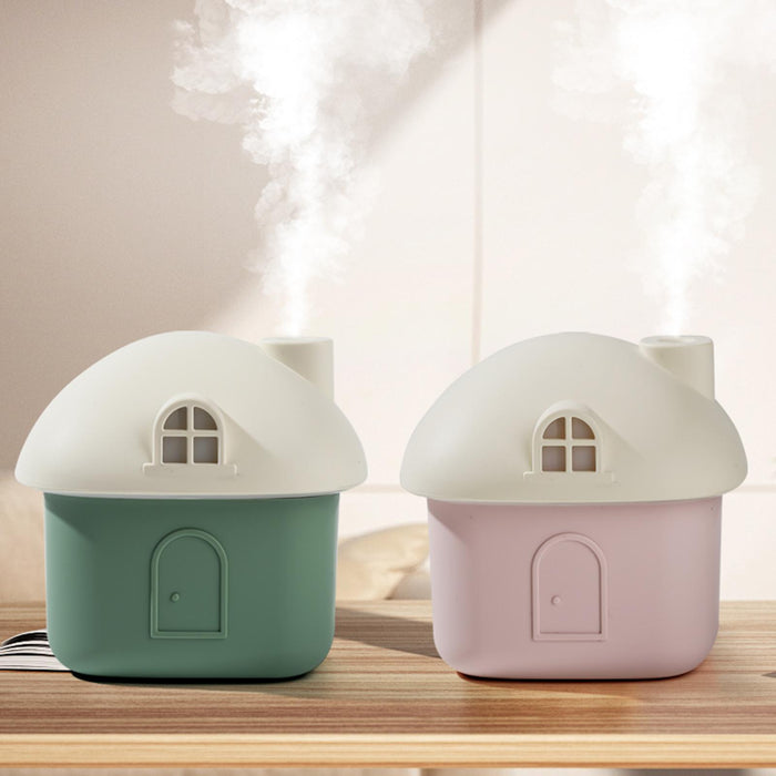 Crofta Portable Humidifier House Shape Mini Humidifier for Small Room Office Travel Pink