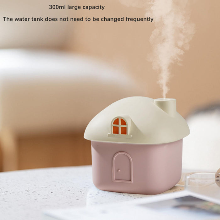 Crofta Portable Humidifier House Shape Mini Humidifier for Small Room Office Travel Pink