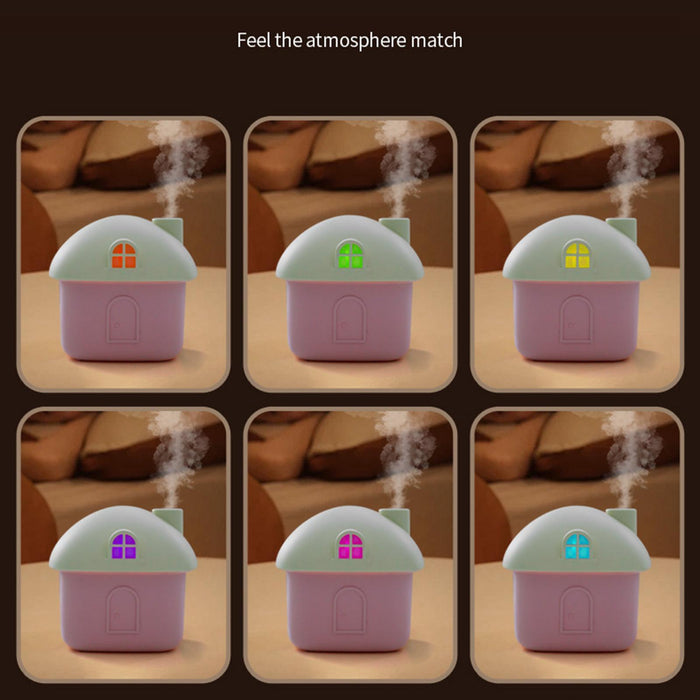 Crofta Portable Humidifier House Shape Mini Humidifier for Small Room Office Travel Pink