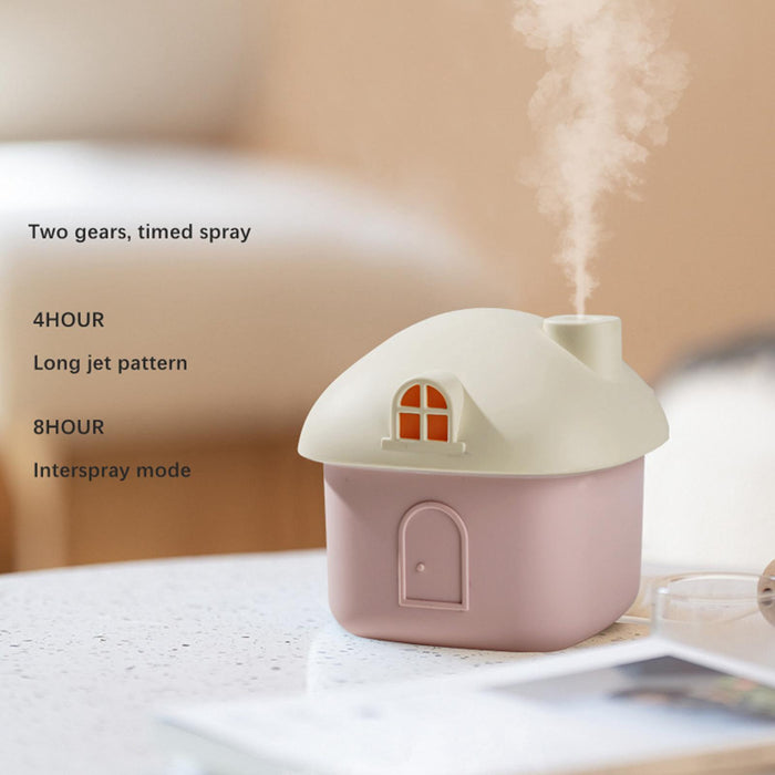 Crofta Portable Humidifier House Shape Mini Humidifier for Small Room Office Travel Pink