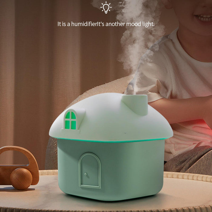 Crofta Portable Humidifier House Shape Mini Humidifier for Small Room Office Travel Green