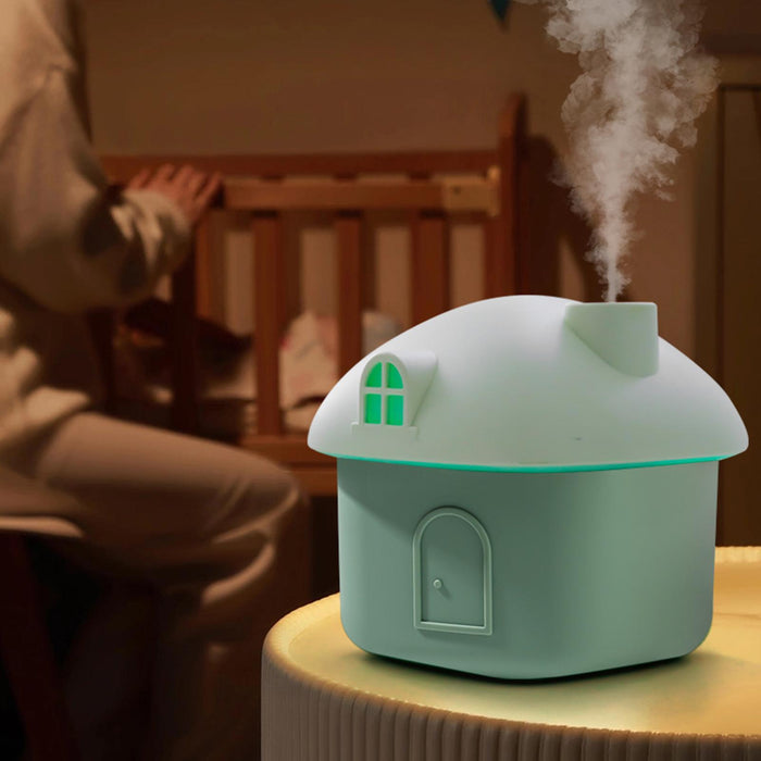 Crofta Portable Humidifier House Shape Mini Humidifier for Small Room Office Travel Green