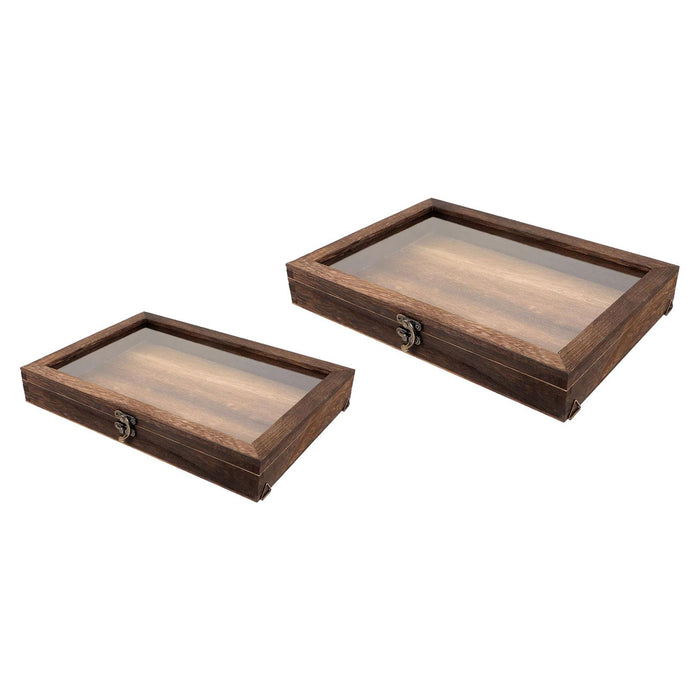 Crofta Wooden Specimens Display Case Shadow Box Table Decoration Jewelry Storage Box 31cmx22cmx4CM