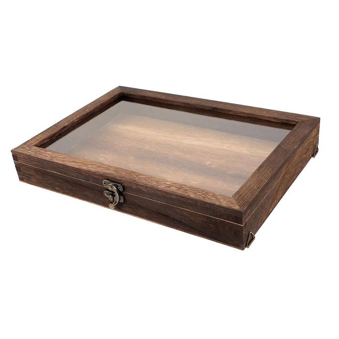 Crofta Wooden Specimens Display Case Shadow Box Table Decoration Jewelry Storage Box 31cmx22cmx4CM